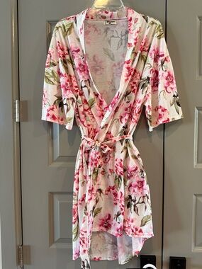 Pink Floral Wrap Robe - Women’s Intimates & Sleepwear